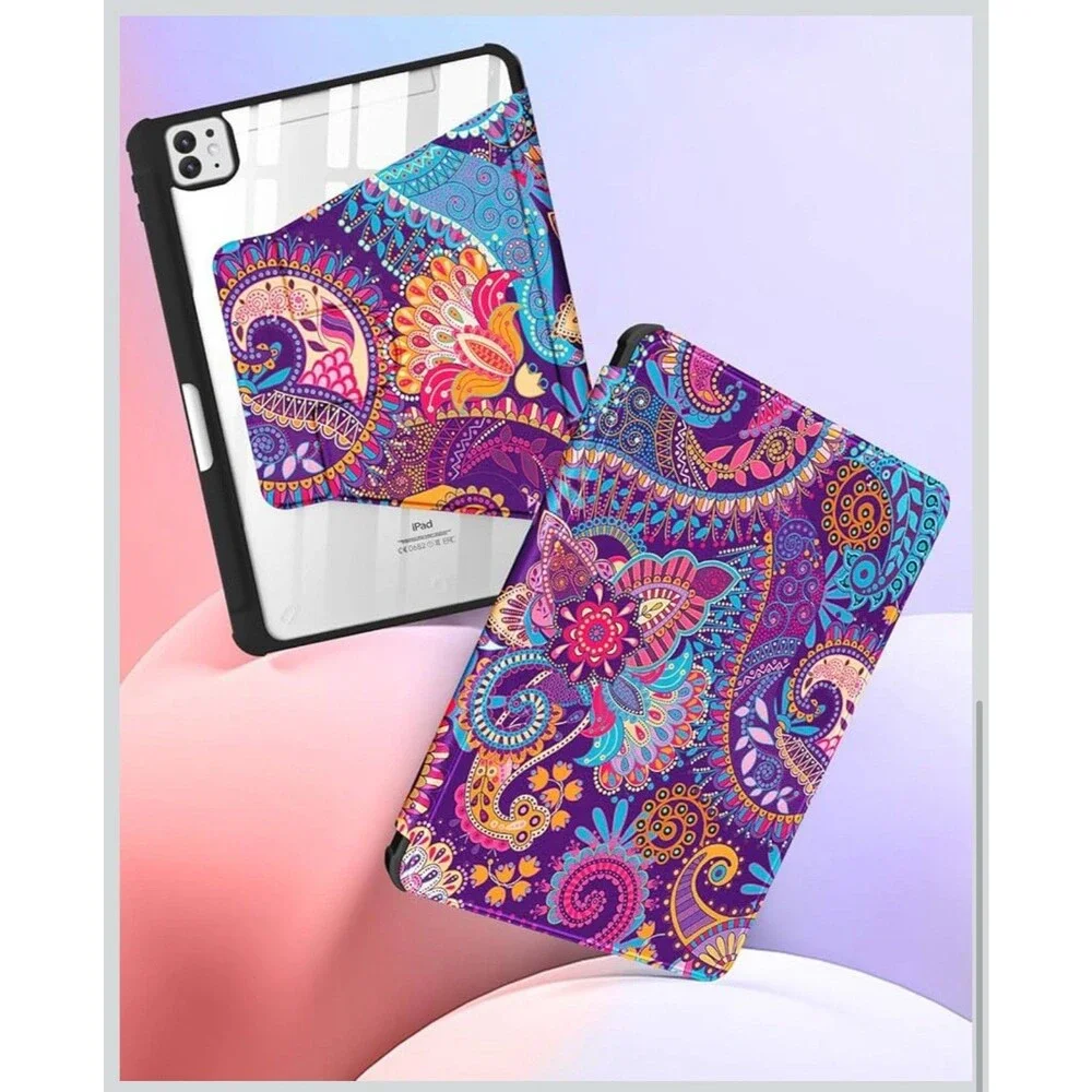 Kidcube for iPad Pro 13 Inch Case M4 2024 5th Generation Paisley Flower Purple